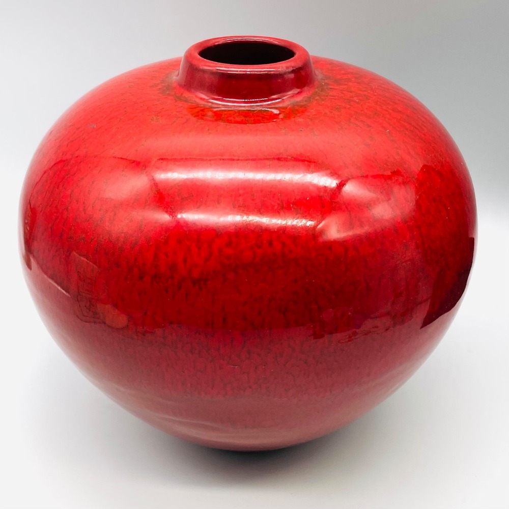 Studio Pottery Red Glazed Sang de Boeuf‎ Oxblood Drip Vase Chinese